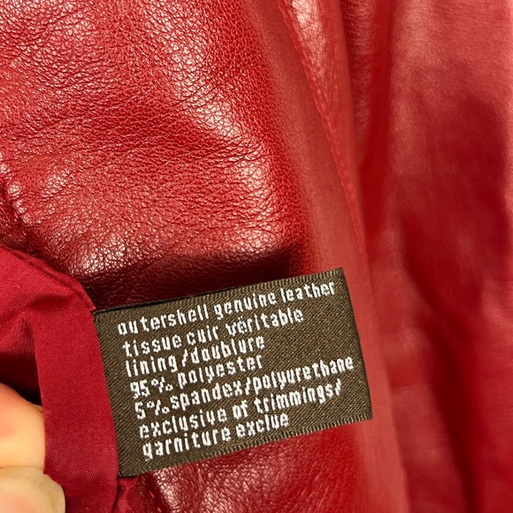 Danier Cherry Red Leather Jacket Sz XS - Picture 9 of 9